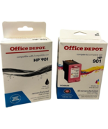 2 pcs - Office Depot Ink Cartridges for HP 901 - 1x black, 1x tri-color ... - $15.99