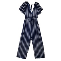 Mint Of Blush Navy Striped Jumpsuit Vneck Flutter Sleeves Romper Large - $38.53