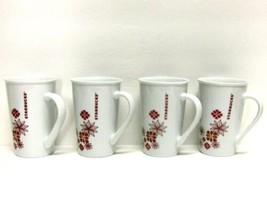 STARBUCKS COFFEE COMPANY LOT (4) 12 oz TALL WHITE HOLIDAY FLORAL CUPS/MUGS  - £40.99 GBP