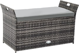 A Large Pe Rattan Deck Storage Box With Handles And Hydraulics For Patio - $168.98
