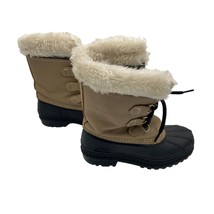 Sorel Ram Snow Boots Womens Size 6 Tan Leather Lace Up Winter Faux Fir Lined - £23.49 GBP