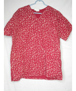 EUC Floral Scrub Top Size L Burgundy / Tan Medical Uniform - $478.77 MXN