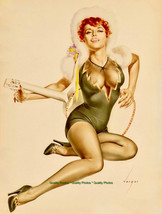 Woman Red Head &amp; White Guitar 8.5x11&quot; Photo Print Alberto Vargas Pinup Beauty - $8.20