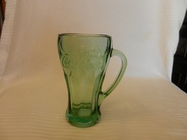Vintage Green Glass Drink Coca-Cola Glass With handle 6.25&quot; tall - £27.91 GBP