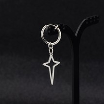 Kpop Jewelry Single Stainless Steel Hollow Cross Star Earrings Trendy 2021 Pop U - £6.52 GBP