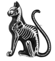 Controse Black Feline Kitty Cat Bones Skeleton Steel Pin Jacket or Hat BH002 - £15.98 GBP