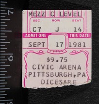 Vintage Blue Oyster Cult Ticket Stub September 17 1981 Pittsburgh Arena tob - $34.64