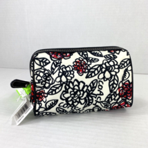 New Coach Graffiti Cosmetic Bag White Sateen Red Roses Large  Zip F44993 M3 - $62.36