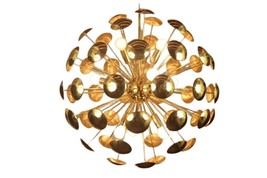 Mid Century 8 Light Raw Brass Chandelier light Fixture Sputnik Sea urchin light - £340.80 GBP