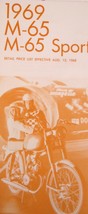 1969 Harley Davidson M-65 &amp; M-65 Sport Original Price List Brochure  Mot... - $19.56