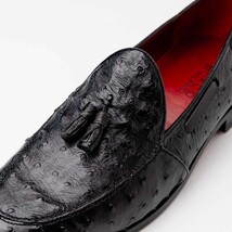 Aubiere Genuine Ostrich Quill Tassel Loafers Black image 3