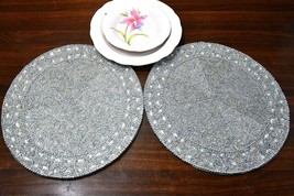 Silver Beaded Placemats Wedding Tablemats Designer Charger Plates 13X13 ... - $75.00+