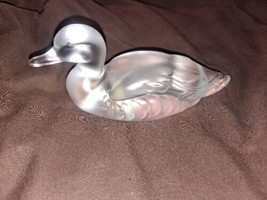 Vintage 1980s Fenton Wild Duck Clear Satin Glass Figurine - £28.09 GBP