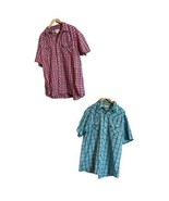 2 Vintage Wrangler Men’s Pearl Snap Short Sleeve Shirts Size 2XT Blue &amp; Red - $24.20