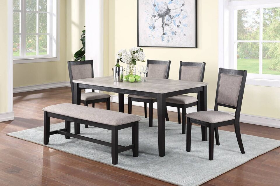 Primary image for Belcourt in Espresso Finish, Light Gray Cushion 6-Piece Dining Set