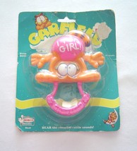 Vintage Garfield It&#39;s A Girl Pink Babyl Rattle Toy Remco  NOS - £15.97 GBP