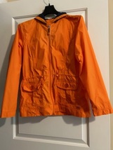 Women&#39;s Raincoat Orange, Navy Blue Trimmings Draw String Waist Has Hood ... - $17.99
