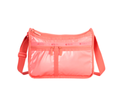 LeSportsac Coastal Dawn Patent Deluxe Everyday Bag, Peach Glow Pearlized... - $104.99