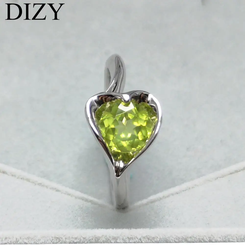 DIZY  1.0CT Round Peridot 925  Silver Gemstone Ring for Women Gift Fine Engageme - £45.26 GBP