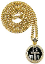 Ankh Strass Ciondolo Collana 91.4cm Lungo Cubana Catena Egiziano Spirit Croce - £17.38 GBP