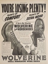 1947 Print Ad Wolverine Shell Horsehide Work Shoes Farmer Overalls Rockford,MI - $19.78