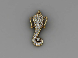 1Ct Round Cut CZ Diamond God Ganesha Pendant 14K Yellow Gold Over 18&quot; Free Chain - £118.06 GBP