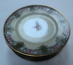 6 X Art Deco Nippon Rose Decorated 7&quot; plates c1920 Very Pretty - $61.75