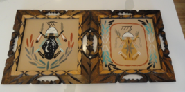 2 QTY VINTAGE COLLECTORS NATIVE AMERICAN SAND ART FRAMED IN HANDMADE FRA... - $316.79