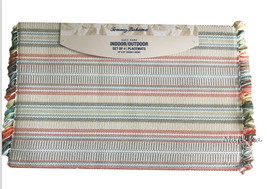 Tommy Bahama Placemats Set of 4 Stripewater Fringe 13x19&quot; Machine Wash Cotton - £32.96 GBP