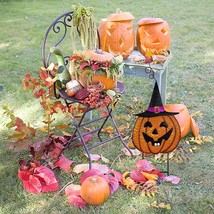 Metal Pumpkin Yard Sign Garden Stake Halloween Outdoor Decoration, Spooky Jack o - £16.06 GBP