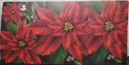 Set of 2 Vinyl/Foam Back Placemats(13x18&quot;)CHRISTMAS,LARGE POINSETTIA FLO... - $12.86