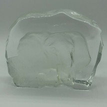 Elephant Frosted Glass Sculpture 4&quot; x 3&quot; Upright Portrait Vintage  - £14.08 GBP