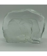 Elephant Frosted Glass Sculpture 4&quot; x 3&quot; Upright Portrait Vintage  - £14.09 GBP