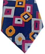 Tino Cosma Tie 100% Silk Made in Italy Geometric Blue Orange Pink Disco ... - $38.06 CAD