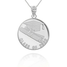 Personalized Name Class Of 2022 Graduation Cap Diploma Silver Pendant Necklace - £32.39 GBP+