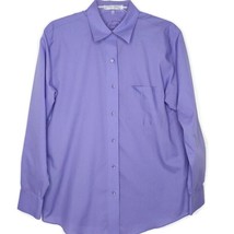 Foxcroft Womens Shirt Size 10 Long Sleeve Button Up Collared Pocket Purple - $18.97