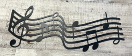Music Staff and Notes Metal Wall Art Décor Satin Black Painted  24&quot; x 9 1/2&quot; - £29.60 GBP