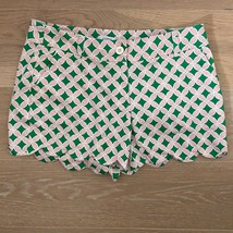 Crown &amp; Ivy Scalloped Hem Shelby Shorts Green &amp; Pink sz 4 EUC - $19.99