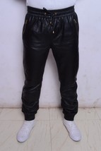 Leather Pants Men Pant Trousers Slim Biker Fit Men&#39;s Jeans Style Real Black 16 - £83.26 GBP+
