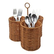 KOVOT Poly-Wicker Woven Cutlery Storage Organizer Caddy Tote Bin Basket for Kitc - £19.97 GBP