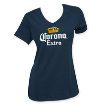 Corona Extra Women&#39;s Beer Logo V-Neck Blue - £17.68 GBP