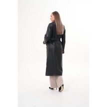 Vinci The Florence Long Shearling Black Leather Women Jacket image 13