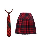 Girl`s Plaid Elasticated Pleated School Skirt With Pre-Tied Adjustable N... - £26.96 GBP