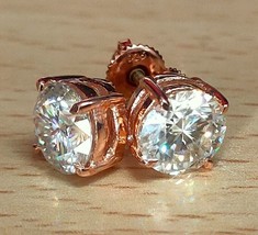 2Ct Round Solitaire Lab-Created Diamond Stud Earrings 14K Rose Gold Plated - £59.98 GBP