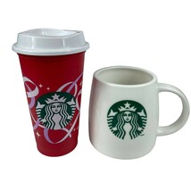 LOT Starbucks Holiday 2021 Reusable Hot Cup Christmas 16oz Grande Red Ri... - €7,39 EUR