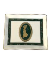 Papel Freelance Bone China Trinket Dish Golfer Green Gold Accent Thailan... - $14.40