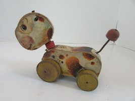 Vtg Fisher Price #465 Woofy Wagger Pull Toy Wood Oldy Made In Usa L2 - £16.01 GBP