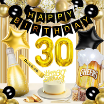 30Th Birthday Decorations for Her Him - Black Gold 30Th Birthday Decorat... - £14.74 GBP