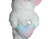 Vintage plush lamb baby sheep pink ears plaid heart musical hanging crib... - $15.42