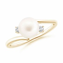 ANGARA Freshwater Pearl Bypass Engagement Ring for Women in 14K Solid Gold - £279.80 GBP